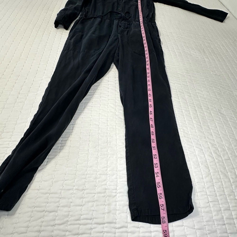 Anthropologie Cloth & Stone 100% Tencell Tyocell Long Sleeves Black Jumpsuit - Picture 4 of 14